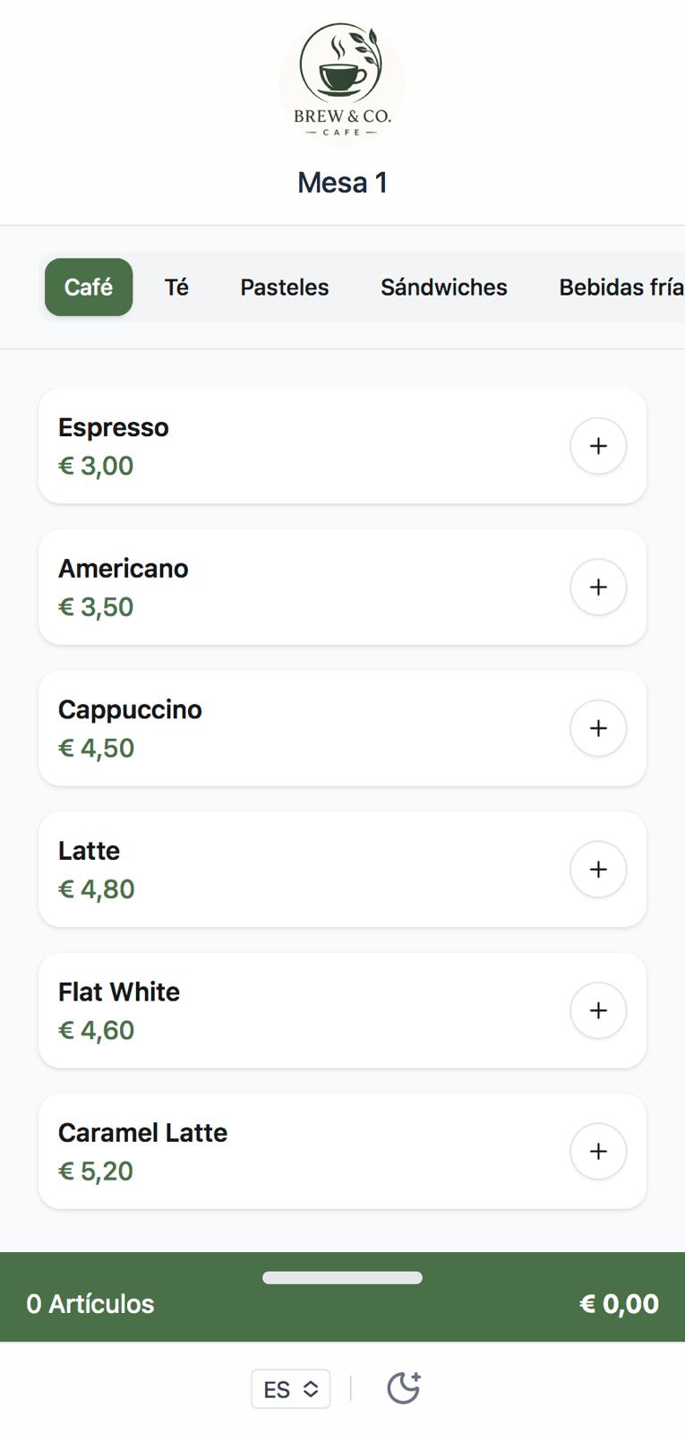 Cafetería Ver demo